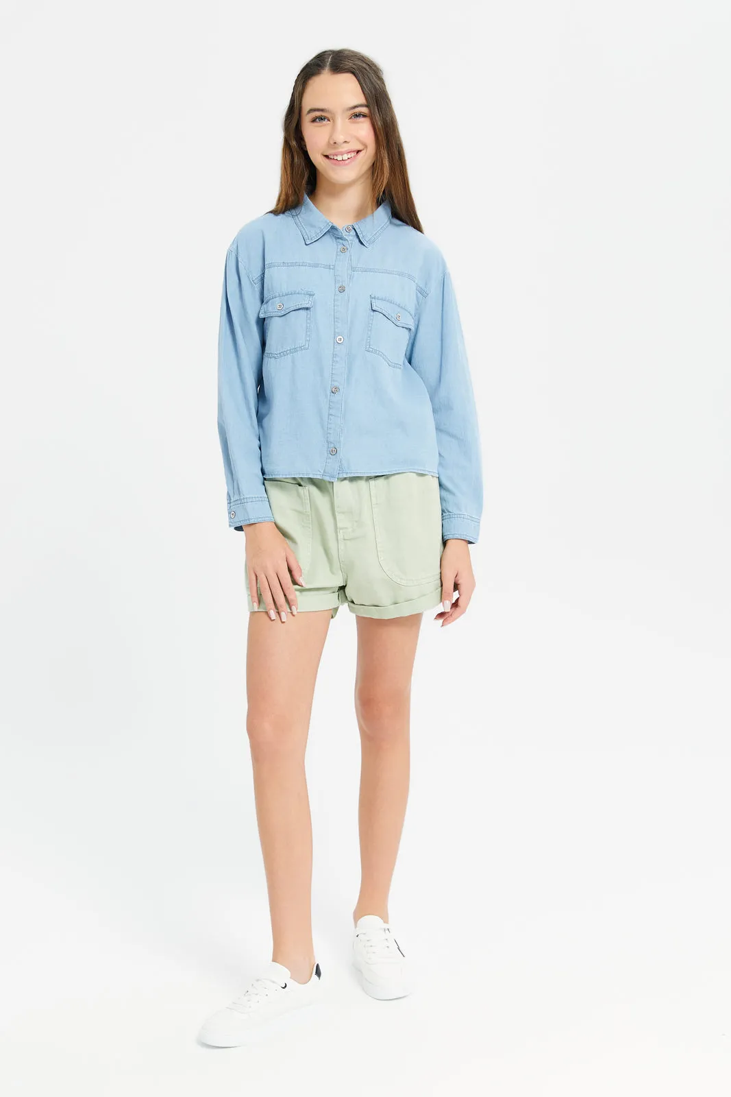 Senior Girls Blue Denim Collared Blouse