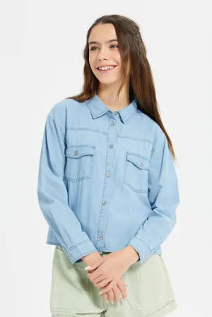 Senior Girls Blue Denim Collared Blouse