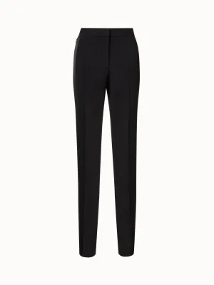 Silk Crêpe Straight Leg Pants with Satin Side Trim