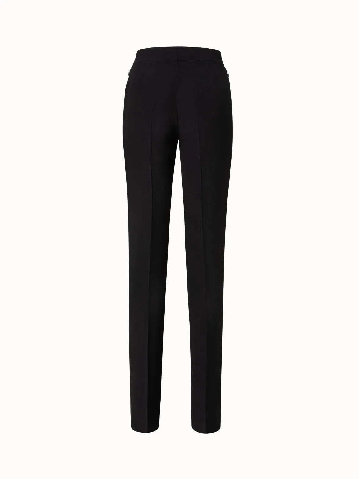 Silk Crêpe Straight Leg Pants with Satin Side Trim