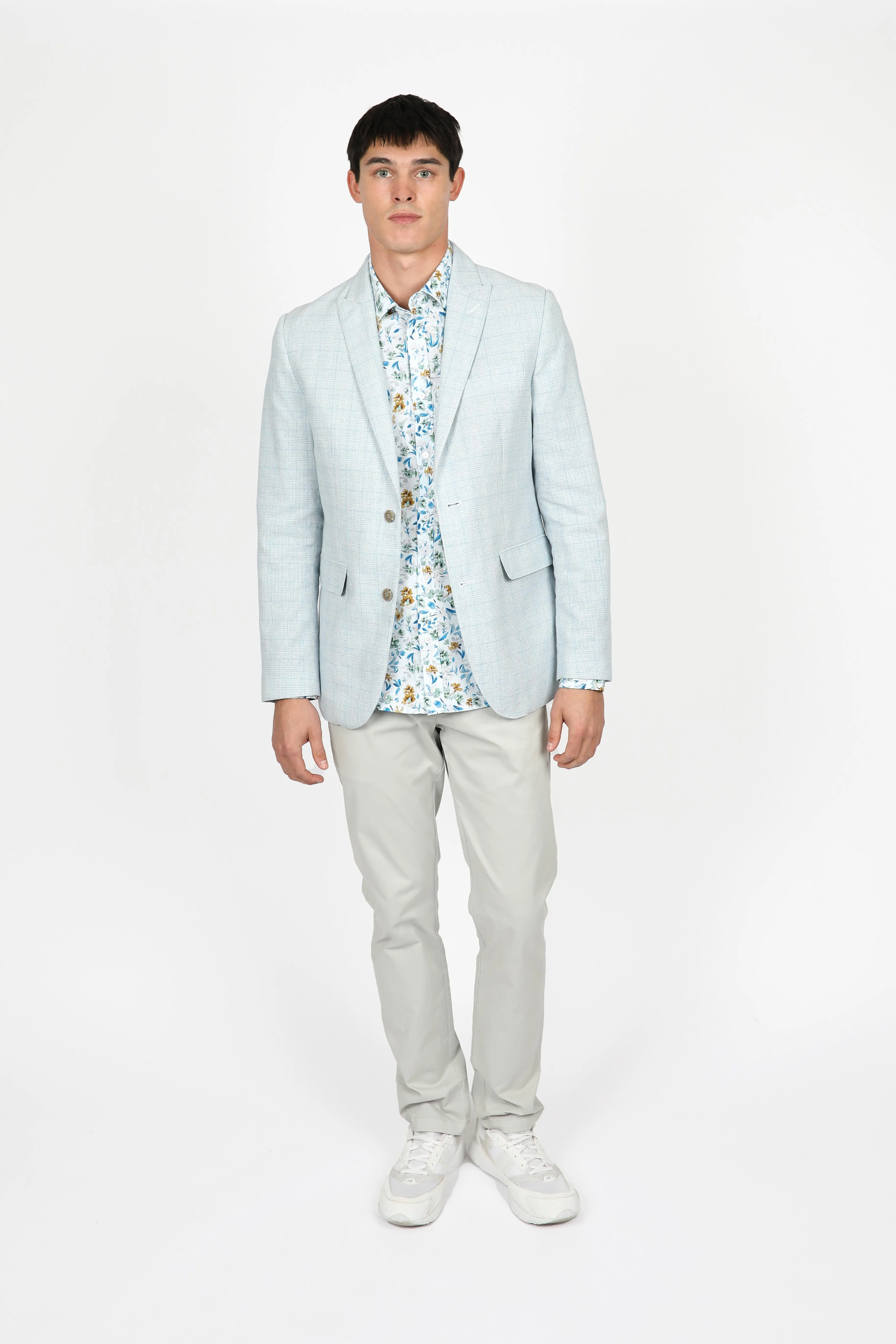 Sky Cotton Linen Peak Lapel Blazer