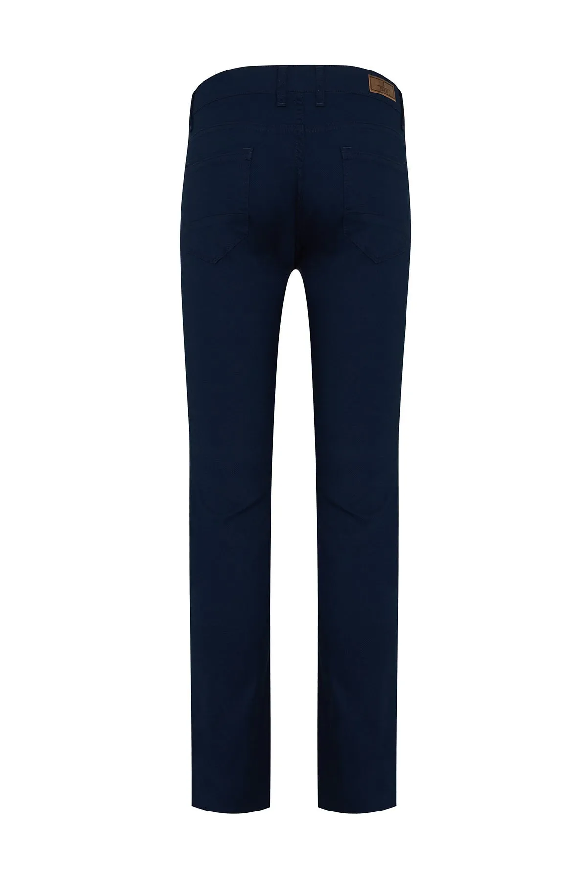 Slim Fit Navy Low Waist Cotton Casual Pants