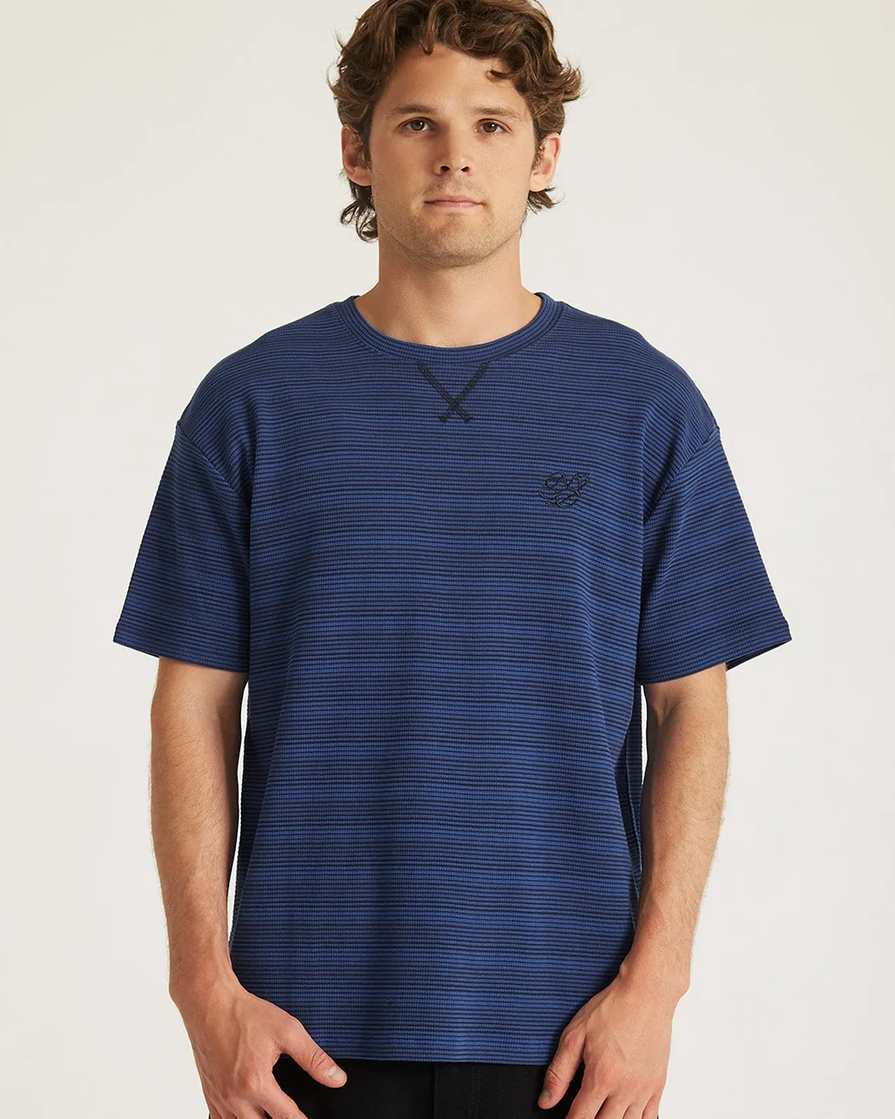 Striped Waffle Relaxed SS Tee