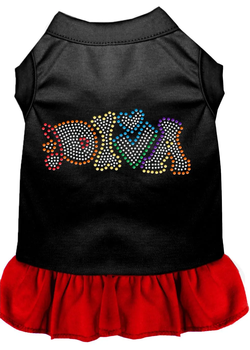 Technicolor Diva Rhinestone Pet Dress Black With Red Xl (16)