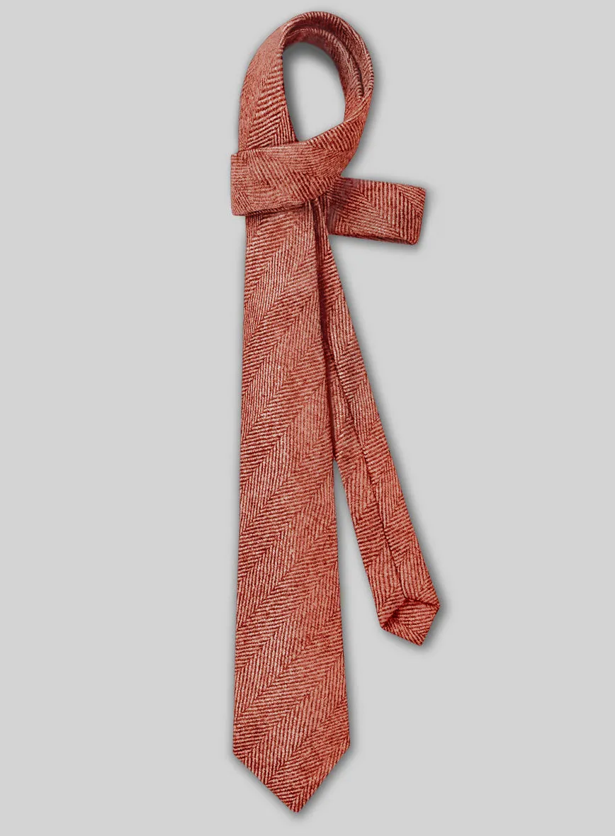 Tweed Tie - Naples Wide Herringbone Caramine Pink