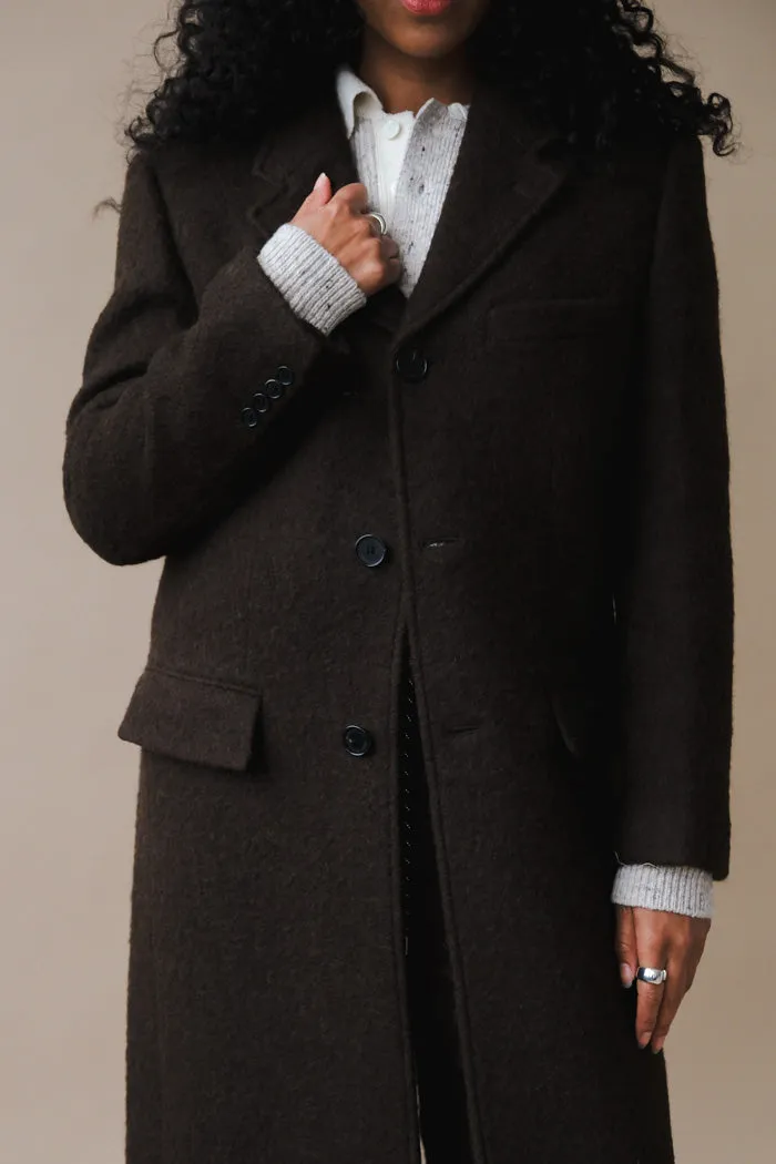 UNISEX 2-WAY 3 BUTTON BOUCLE WOOL COAT