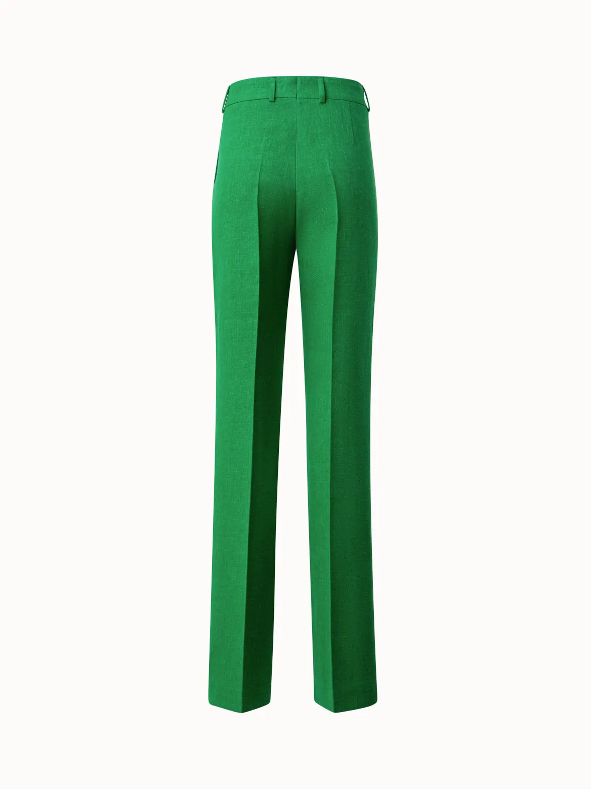 Wide Straight Leg Pants in Linen Wool Double-Face