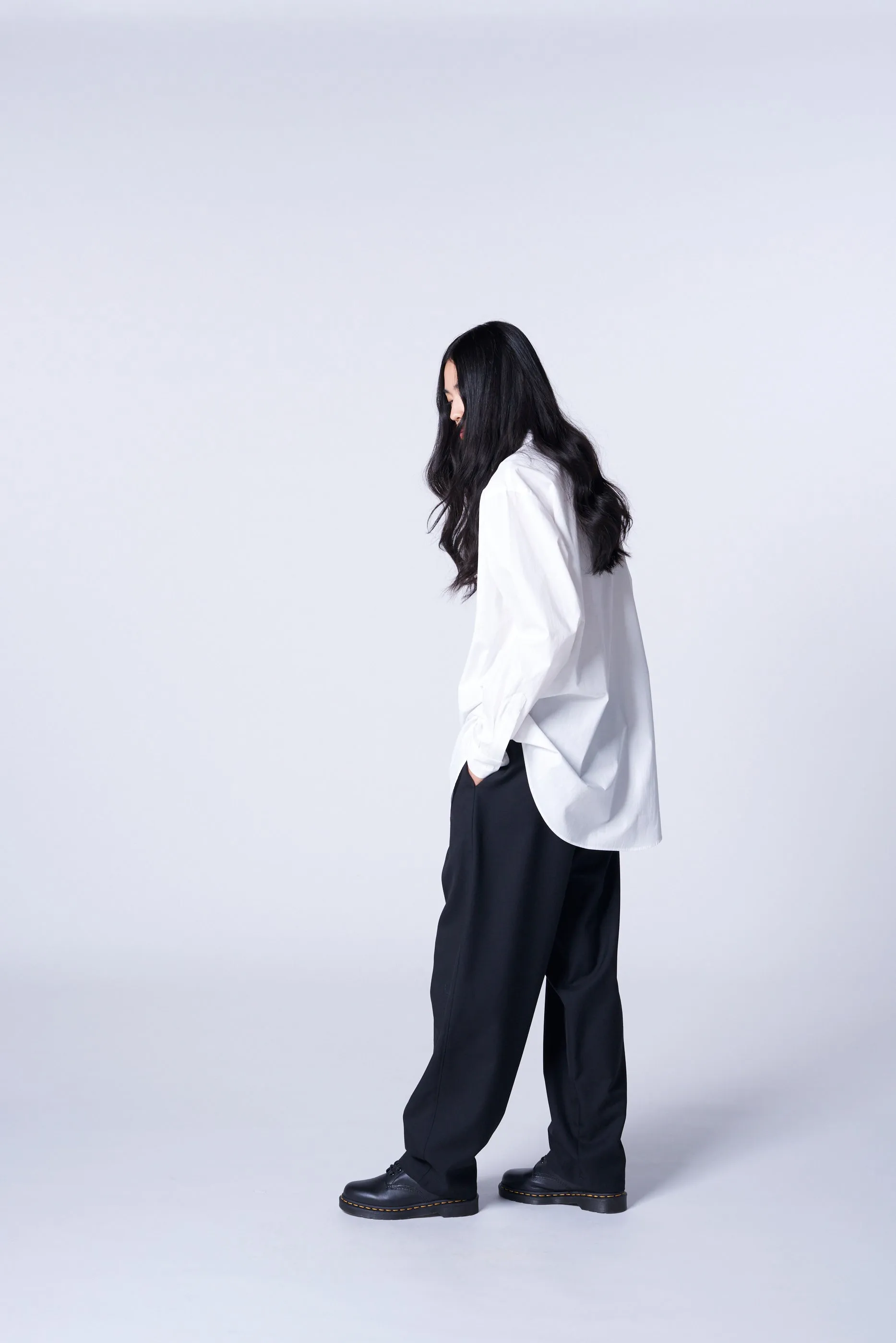 WOOL/POLYESTER GABARDINE DRAWSTRING PANTS