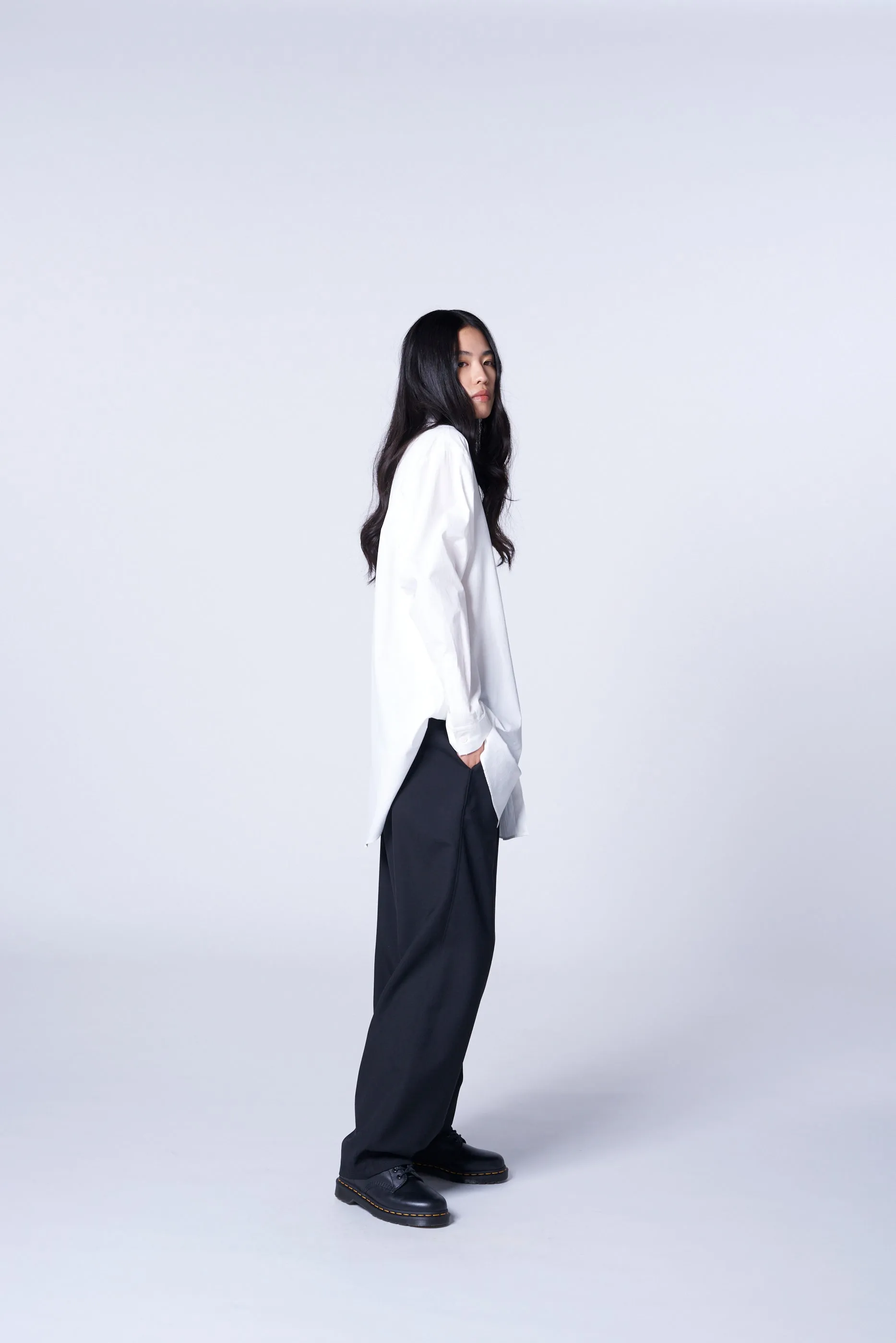 WOOL/POLYESTER GABARDINE DRAWSTRING PANTS